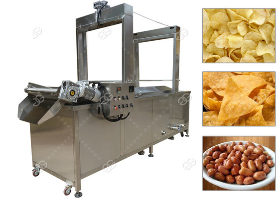 China Automated Snacks Frying Machine , Continuous Corn Chips Conveyor Fryer Machine supplier