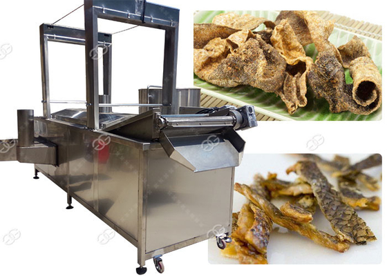 China Crispy Fish Skin French Fries Frying Machine Gas Type 100 - 200kg/H Capacity supplier